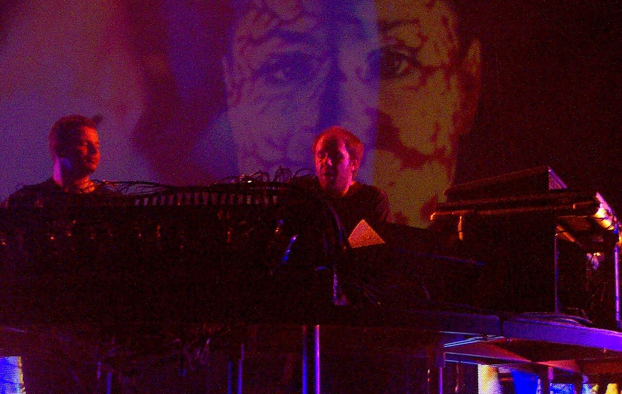 Tom Rowlands and Ed Simons of The Chemical Brothers performing live