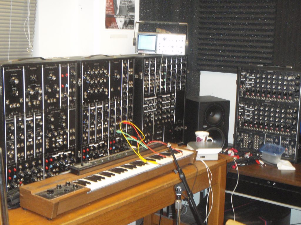 A Moog modular synthesizer, the kind of instrument Wendy Carlos used on Switched On Bach