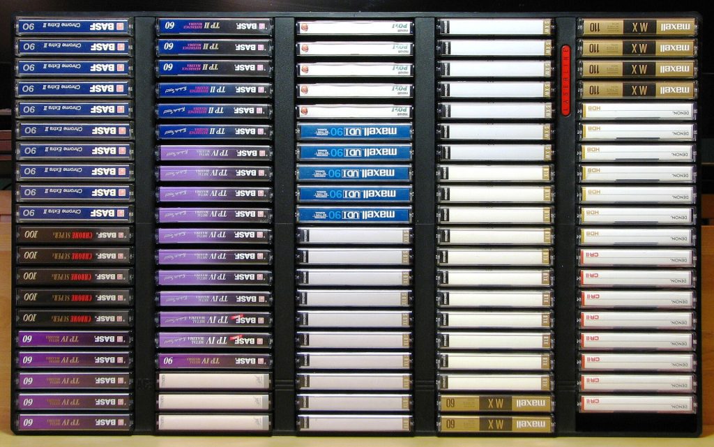 Cassette tapes comeback: a large collection of audio cassettes