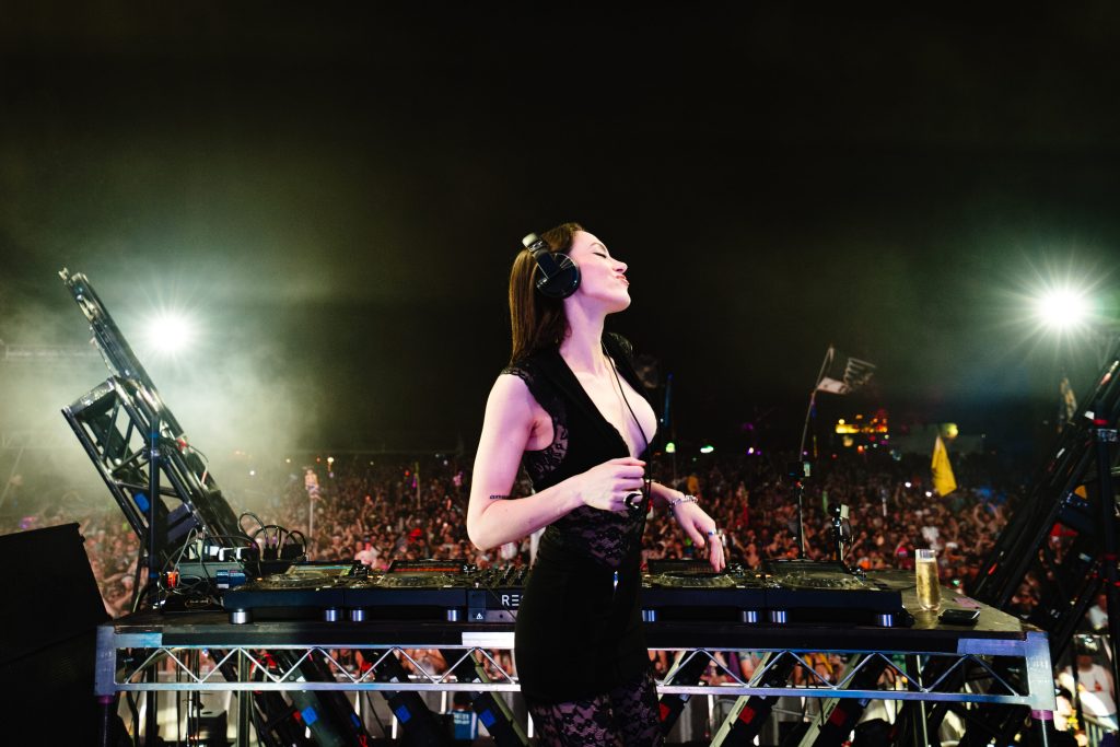 Sara Landry playing techno on the Other stage at Bonnaroo 2026