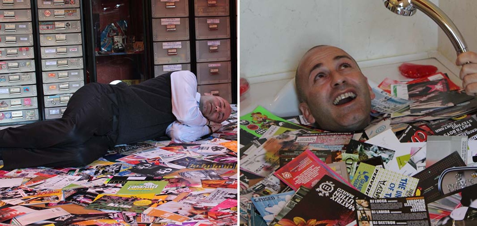 Marco Brusadelli with his record breaking rave flyer collection