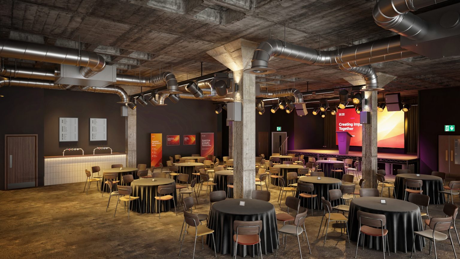 Locker Manchester rendering showing the bar and floor layout of the new club room