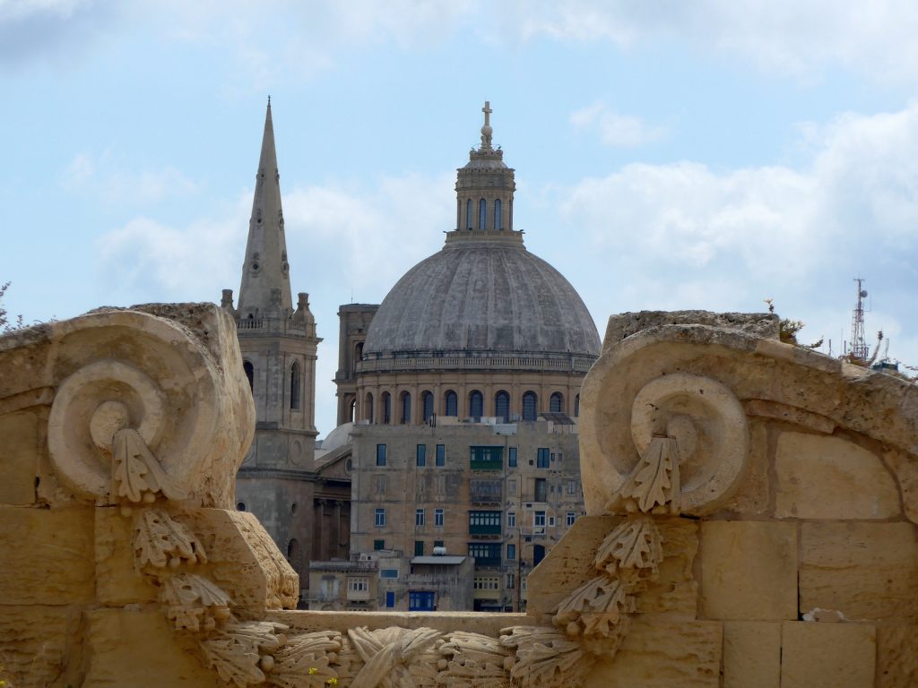View of Valletta from the piazza inside Fort Manoel, Malta