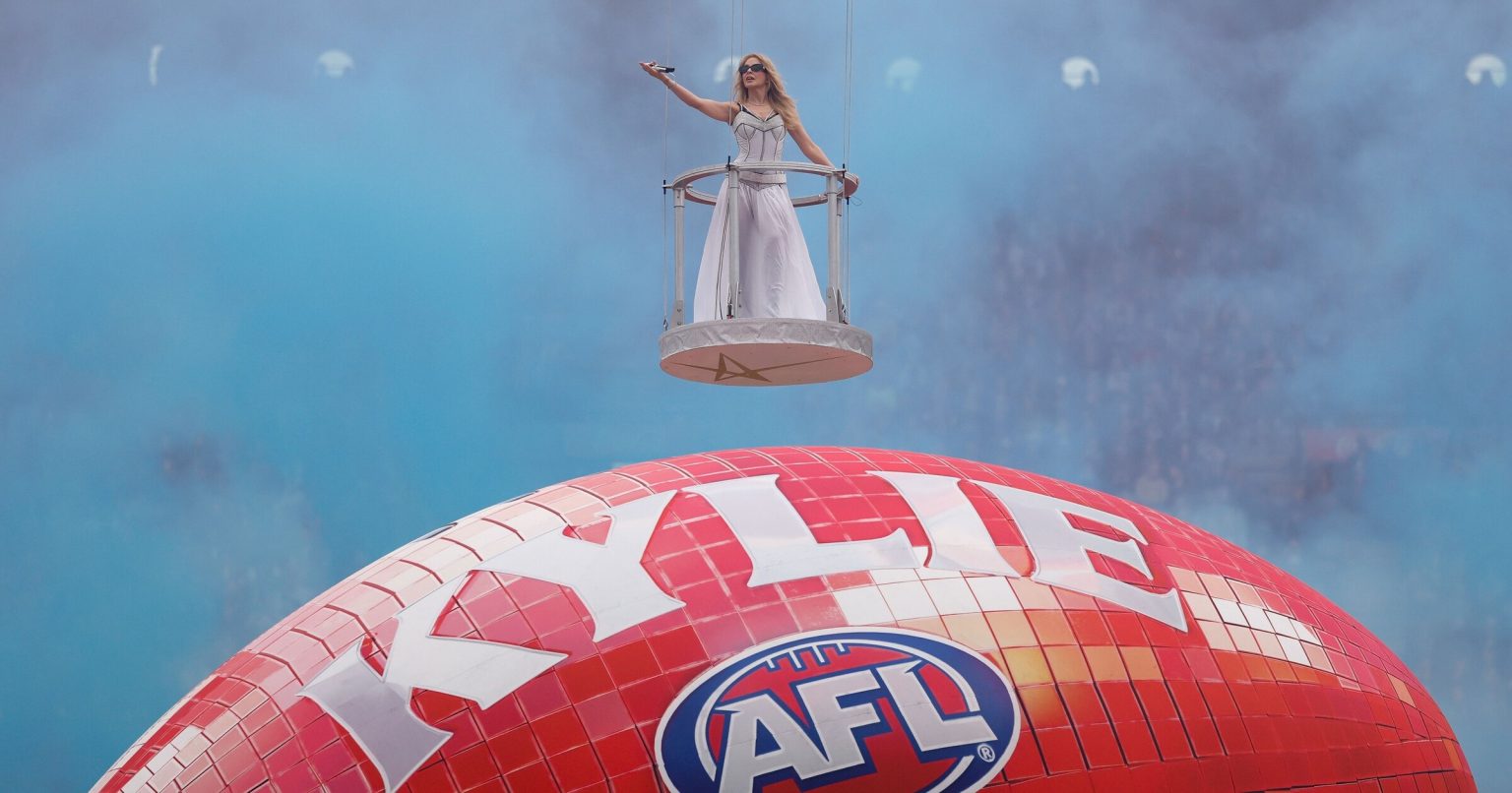 Kylie Minogue performs at the MCG ahead of the 2026 AFL Grand Final