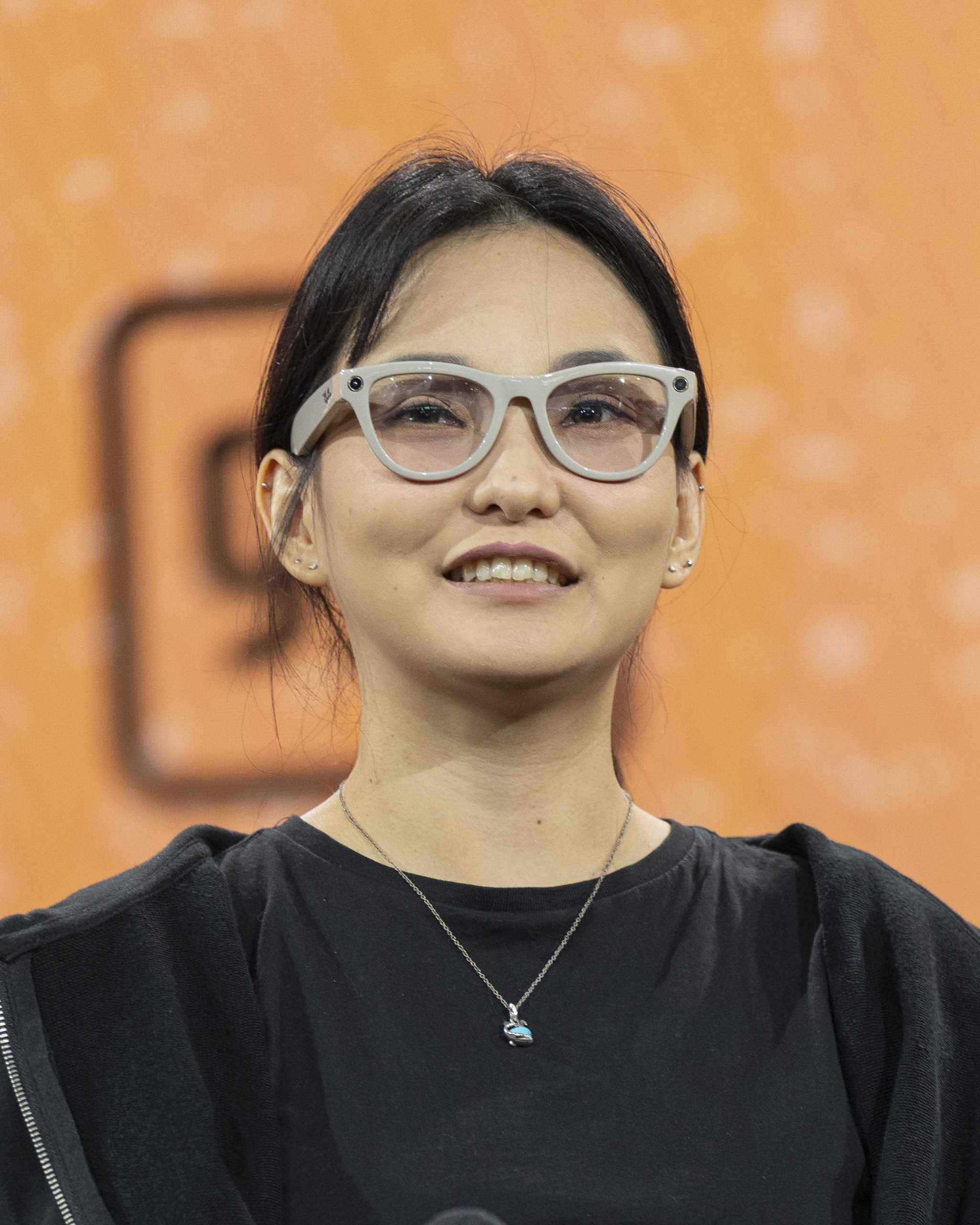 A person wearing Ray-Ban Meta glasses, the wearable cameras targeted by the smart glasses nightclub ban