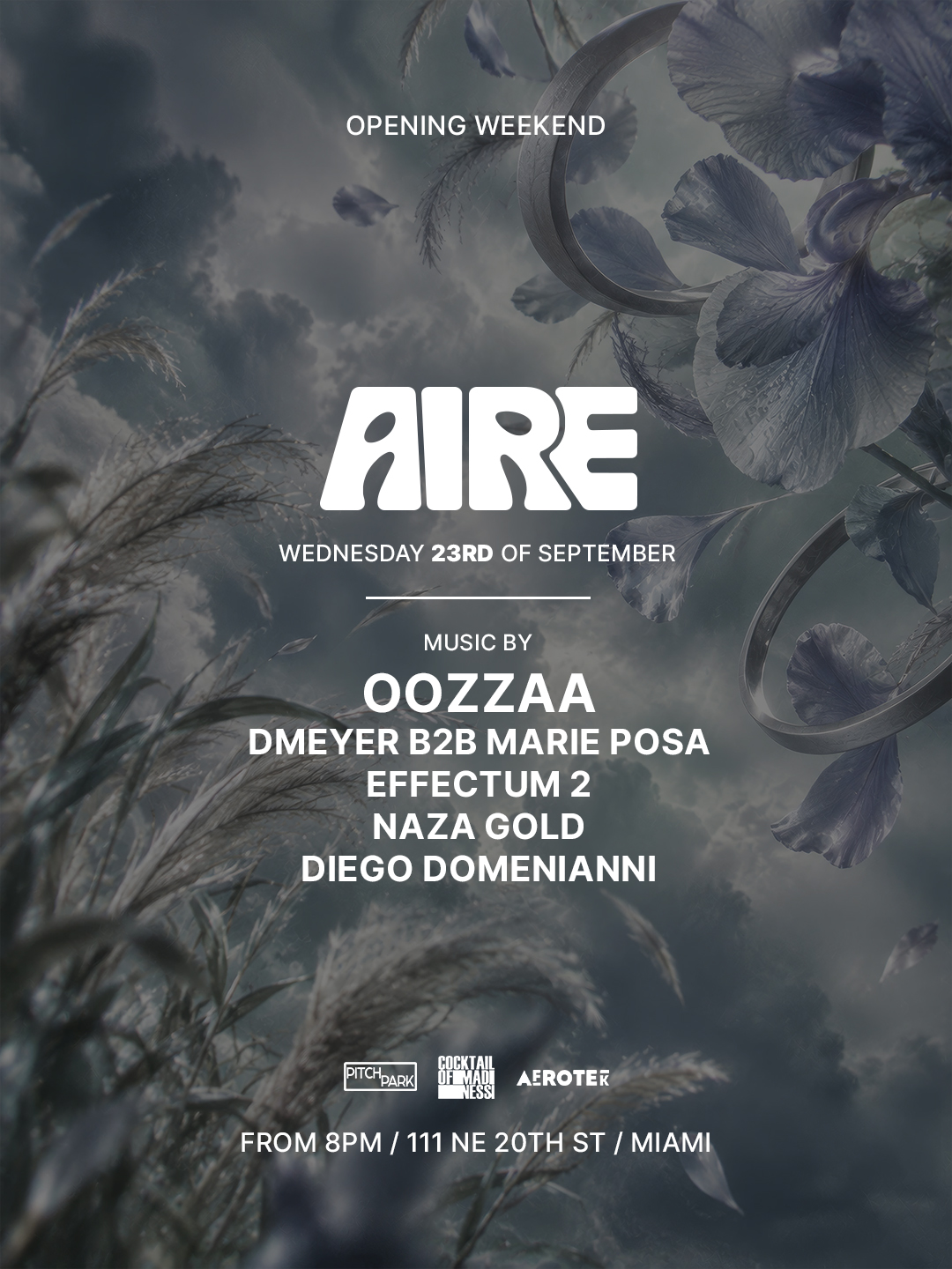 AIRE Miami opening week flyer for Wednesday September 23 with OOZZAA