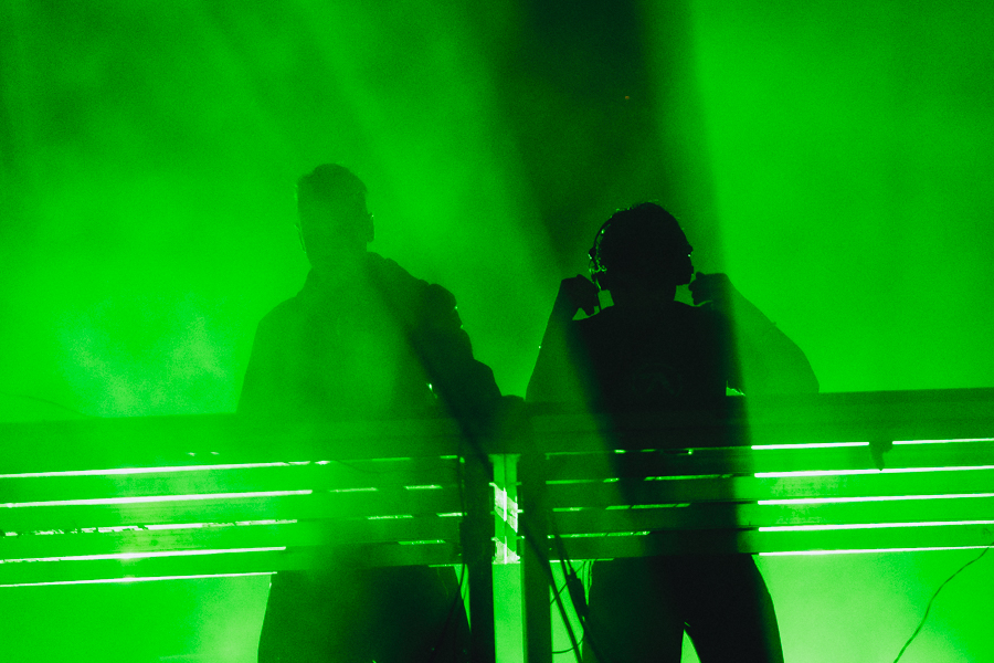Skrillex and Boys Noize on stage as Dog Blood at Portola Festival