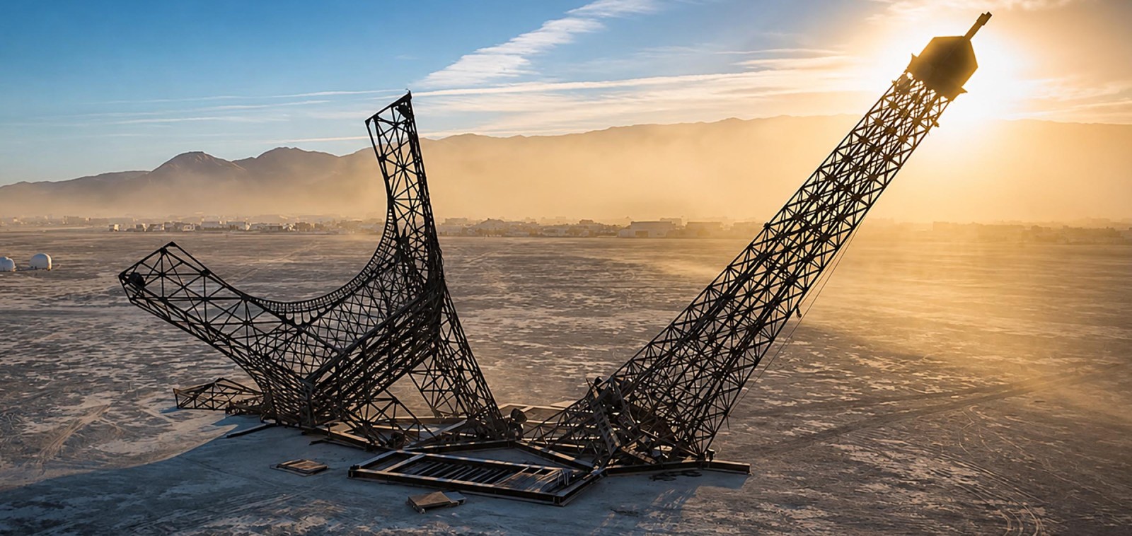 Eiffela Broken Dream broken Eiffel Tower at Burning Man 2026 in the Black Rock Desert