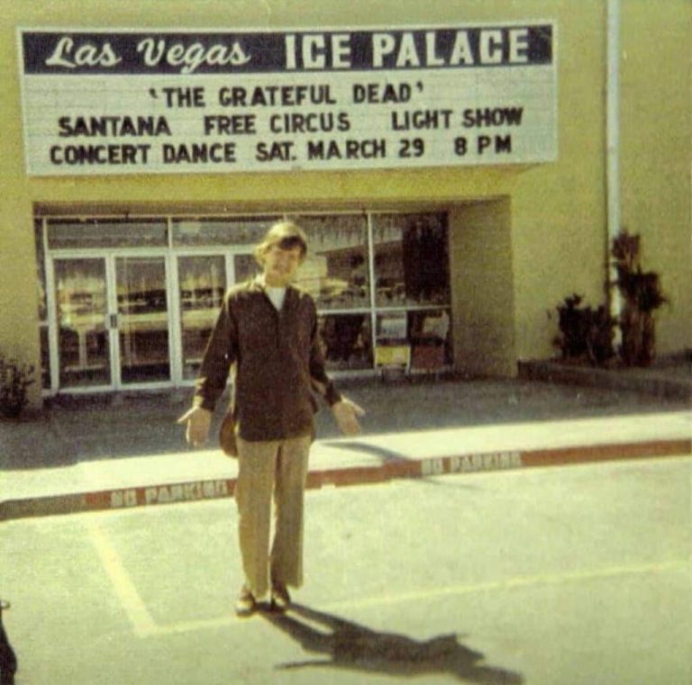 Las Vegas Ice Palace marquee for the Grateful Dead and Santana in 1969