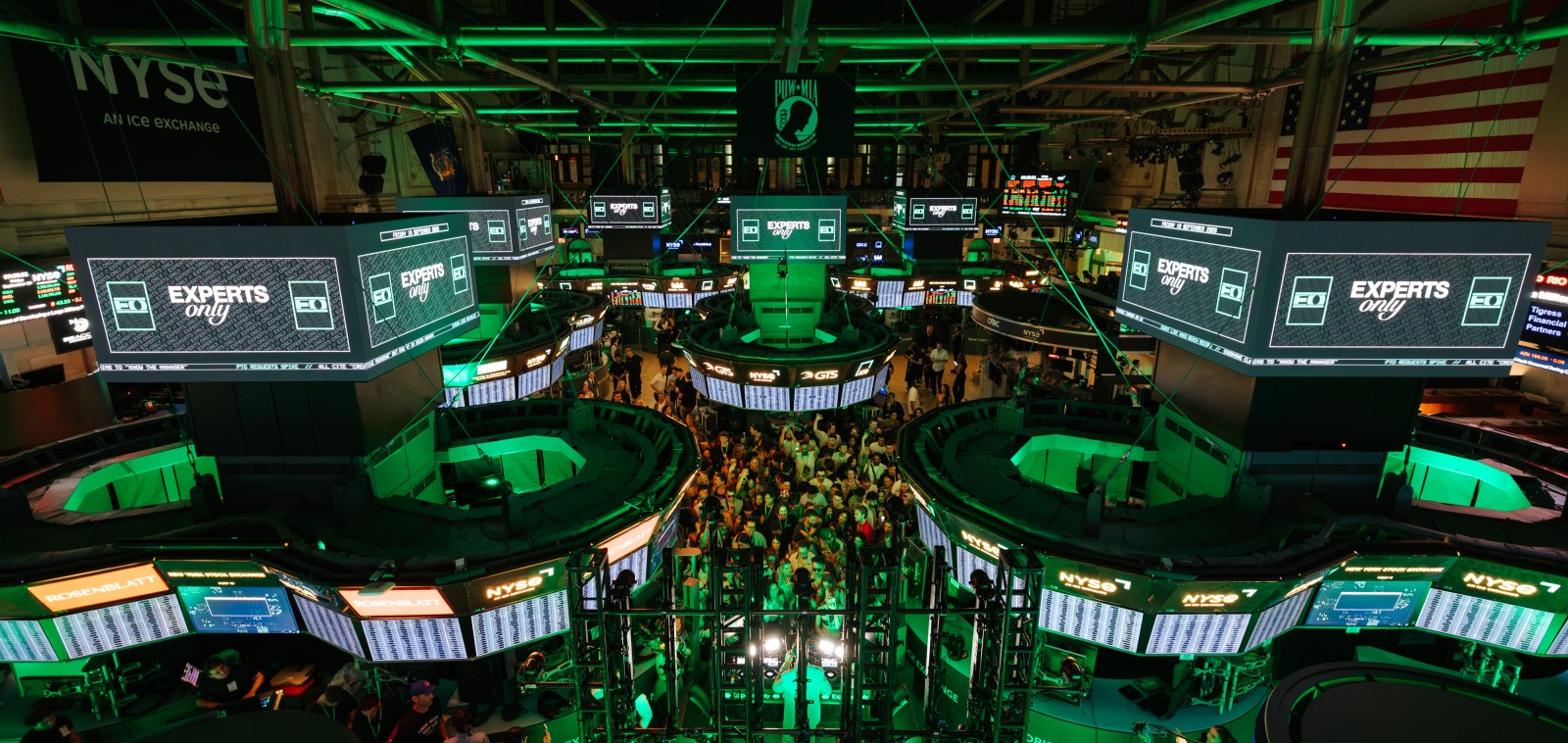 John Summit NYSE takeover: Experts Only branding across the New York Stock Exchange trading floor