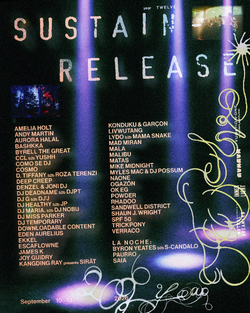 Sustain-Release festival Year Twelve 2026 lineup flyer