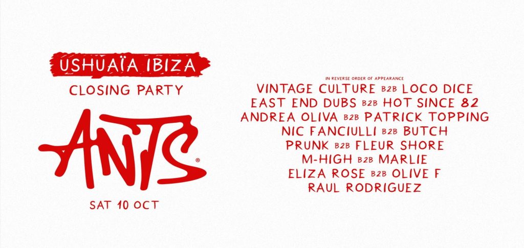 Ushuaïa Ibiza Closing Party 2026: ANTS Locks In 11 Hours and Seven B2Bs for October 10