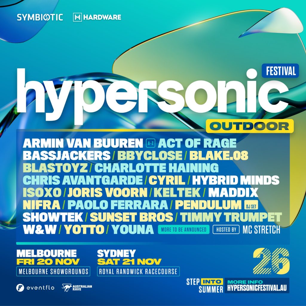 Hypersonic Festival cancelled: the 2026 lineup poster with Armin van Buuren and the Melbourne and Sydney dates